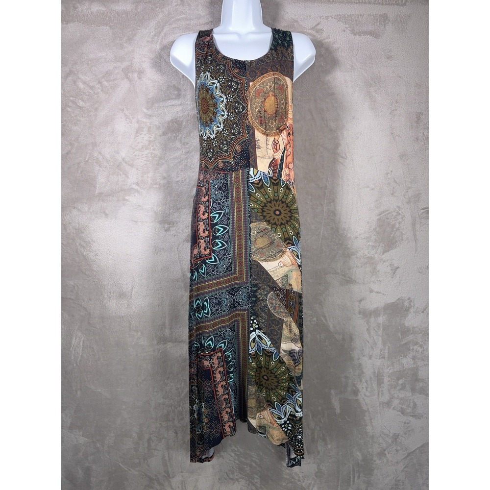Desigual Patchwork Mandala Maxi Dress Womens XL Multicolor Boho Sleeveless
